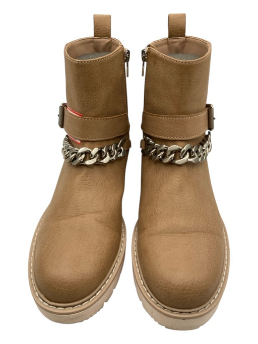 Dolce Vita Shoe Size 7.5 light brown Leather Upper Chain Detail Solid Booties light brown / 7.5