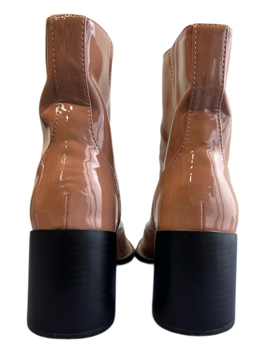 Open Edit Shoe Size 8 Light Coco Patent Leather Front Zip Square Toe Booties Light Coco / 8