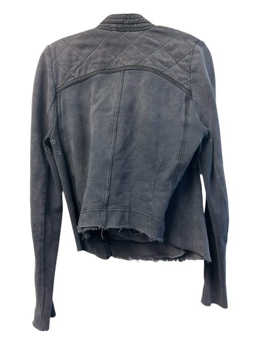 We The Free Size Medium Charcoal Cotton Front Zipper Collared distressed Jacket Charcoal / Medium