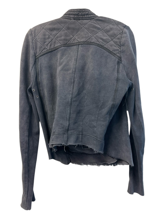 We The Free Size Medium Charcoal Cotton Front Zipper Collared distressed Jacket Charcoal / Medium