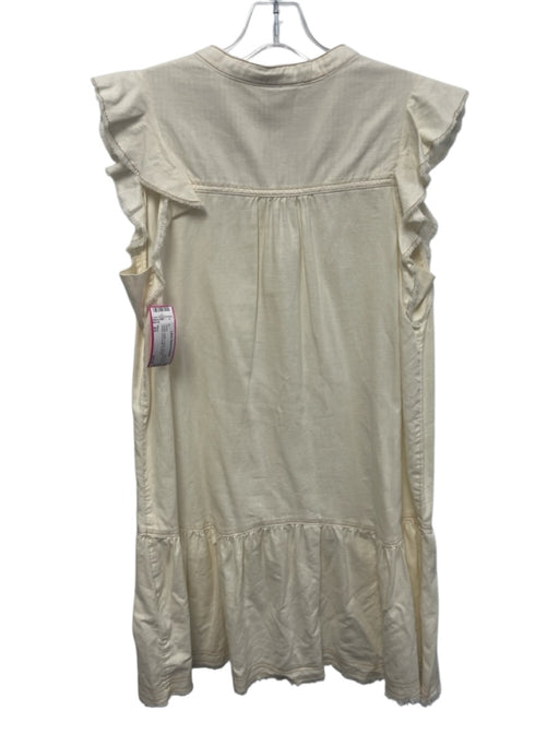 Pilcro Size XS Cream Cotton V Neck Sleeveless Patch Pocket Knee length Dress Cream / XS