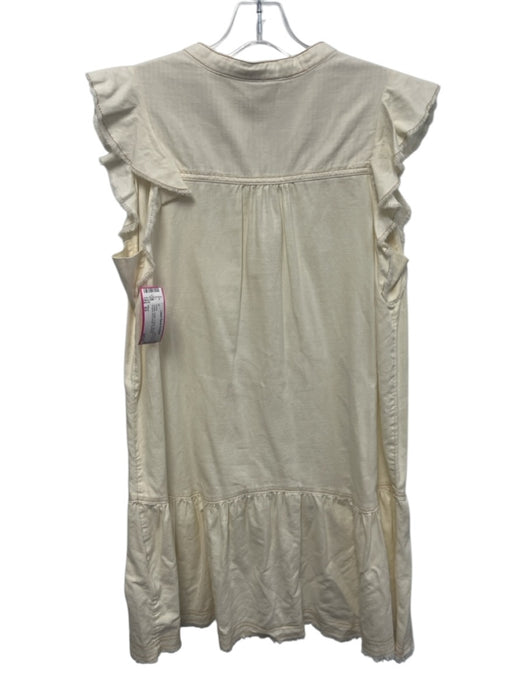 Pilcro Size XS Cream Cotton V Neck Sleeveless Patch Pocket Knee length Dress Cream / XS
