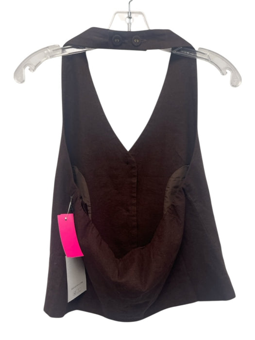 Bailey 44 Size M Dark Brown Linen Button Front Halter Top Dark Brown / M