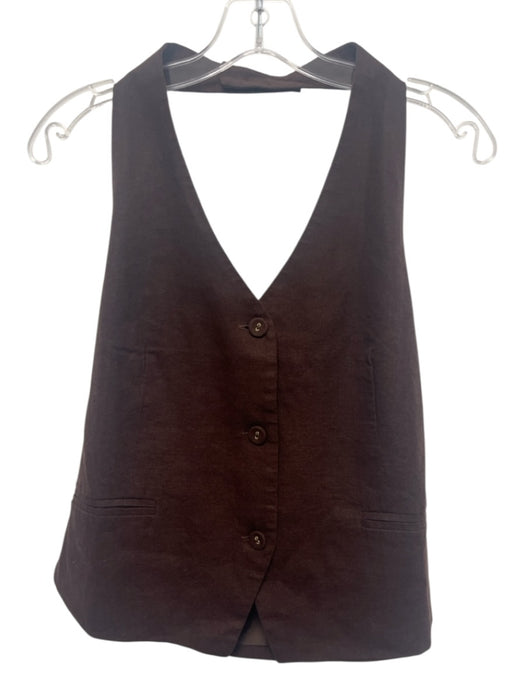 Bailey 44 Size M Dark Brown Linen Button Front Halter Top Dark Brown / M