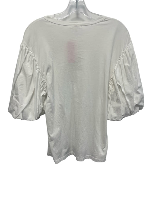 A.L.C. Size M White Cotton Wide Neck Puff Sleeve Top White / M
