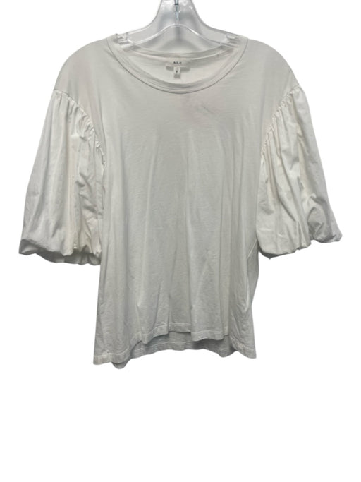 A.L.C. Size M White Cotton Wide Neck Puff Sleeve Top White / M