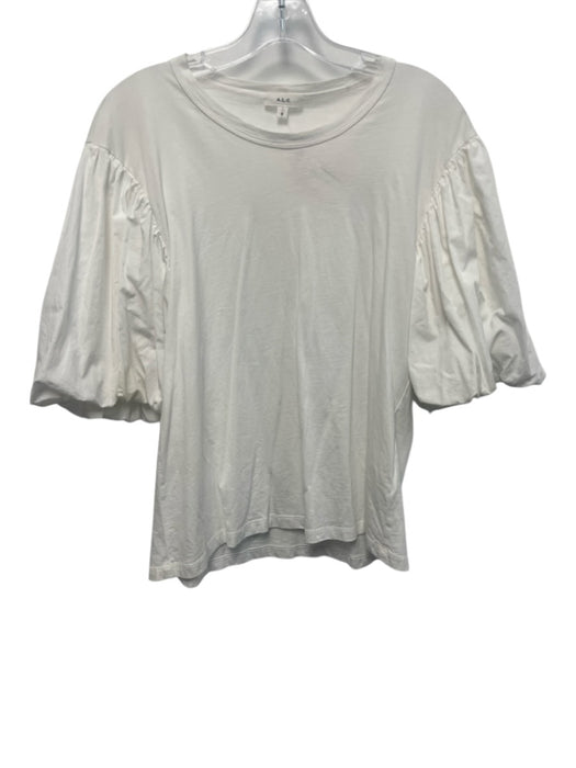 A.L.C. Size M White Cotton Wide Neck Puff Sleeve Top White / M