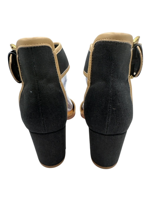 Franco Sarto Shoe Size 7.5 Brown & Black Textile open toe Block Heel Sandals Brown & Black / 7.5
