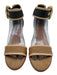 Franco Sarto Shoe Size 7.5 Brown & Black Textile open toe Block Heel Sandals Brown & Black / 7.5