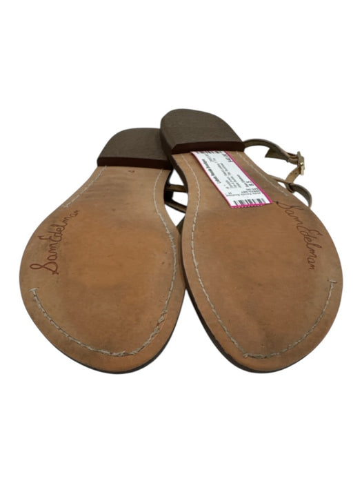Sam Edelman Shoe Size 8.5 Tan & brown Patent Leather T Toe Ankle Buckle Sandals Tan & brown / 8.5
