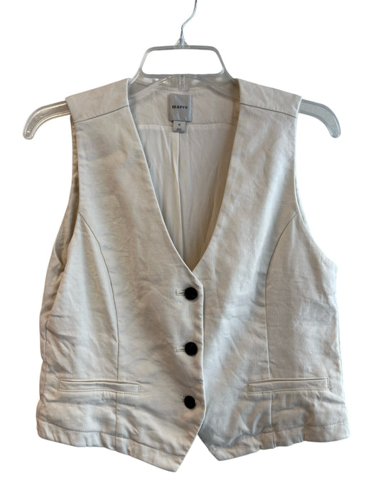 Maeve Size M Ivory linen & viscose V Neck 3 button Faux Pocket Vest Ivory / M