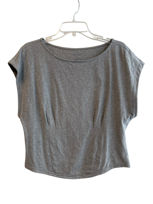 Pilcro Size L Gray Cotton Round Neck Cap Sleeve Heathered Top Gray / L