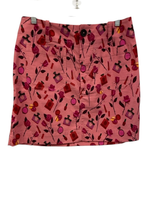 Maeve Size M Pink & Multi Viscose & Cotton All Over Print Patch Pockets Skirt Pink & Multi / M