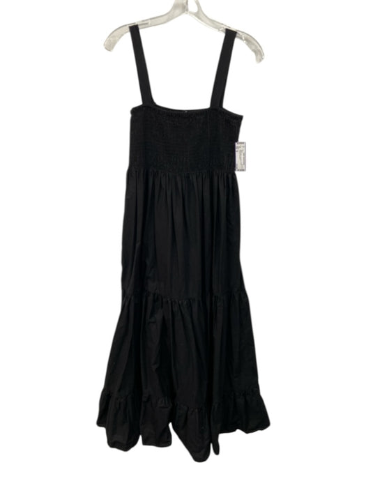 Zara Size M Black Cotton Sleeveless Tiered Smocked Dress Black / M