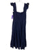 Kourt Size M Navy Blue Cotton Smocked Sleeveless Tiered Ruffle Dress Navy Blue / M
