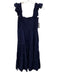 Kourt Size M Navy Blue Cotton Smocked Sleeveless Tiered Ruffle Dress Navy Blue / M