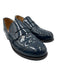 Angela Scott Shoe Size 40 Navy Blue Patent Leather Scalloped Edge Flat Loafers Navy Blue / 40