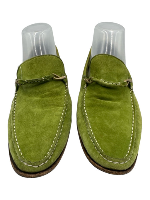 Bally Shoe Size 9 Lime Green Suede Round Toe Gold Tone Hardware Flats Loafers Lime Green / 9