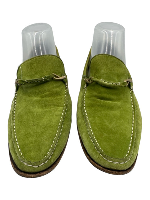 Bally Shoe Size 9 Lime Green Suede Round Toe Gold Tone Hardware Flats Loafers Lime Green / 9