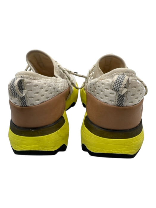 Sorel Shoe Size 9 White, Beige, Yellow Mesh Leather Detail Perforated Sneakers White, Beige, Yellow / 9