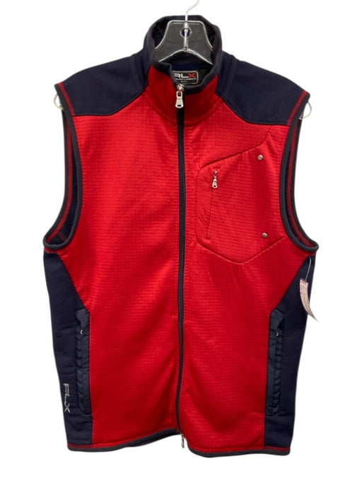 RLX AS IS Size M Red & Navy Synthetic Solid Vest Golf Men's Jacket Red & Navy / M