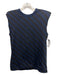 Dries Van Noten Size S Navy & Black Cotton Striped Sleeveless Shoulder Pads Top Navy & Black / S