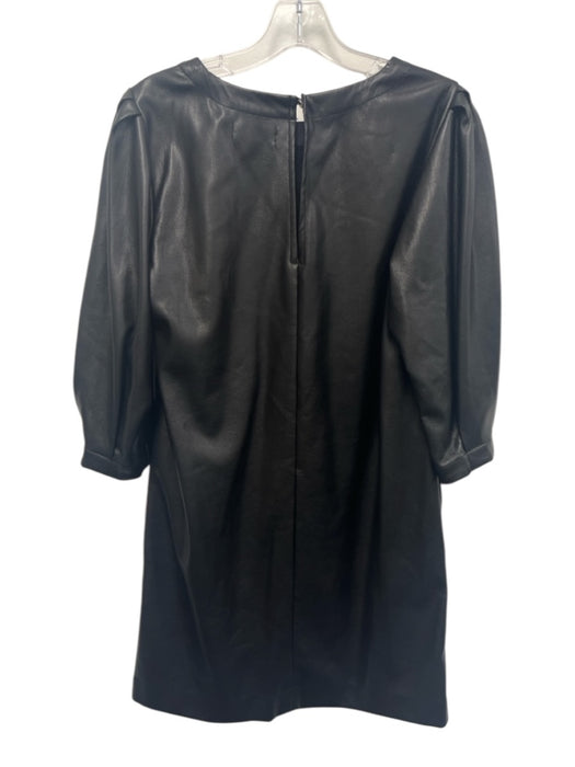 Velvet Size S Black PU Leather Pleat Detail Half Sleeve Side Pocket Shift Dress Black / S