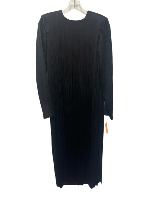 COS Size 4 Black Polyester Pleated Side Slits Midi Dress Black / 4