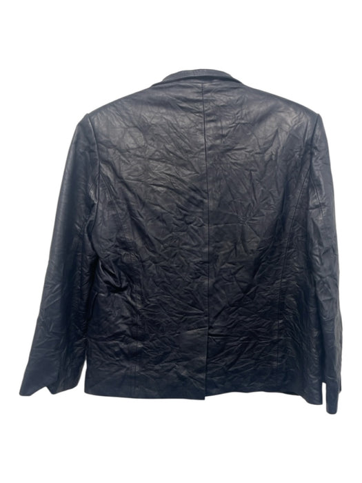 Zadig & Voltaire Size 36 / S Navy Blue Lamb leather Crinkle Open Front Jacket Navy Blue / 36 / S