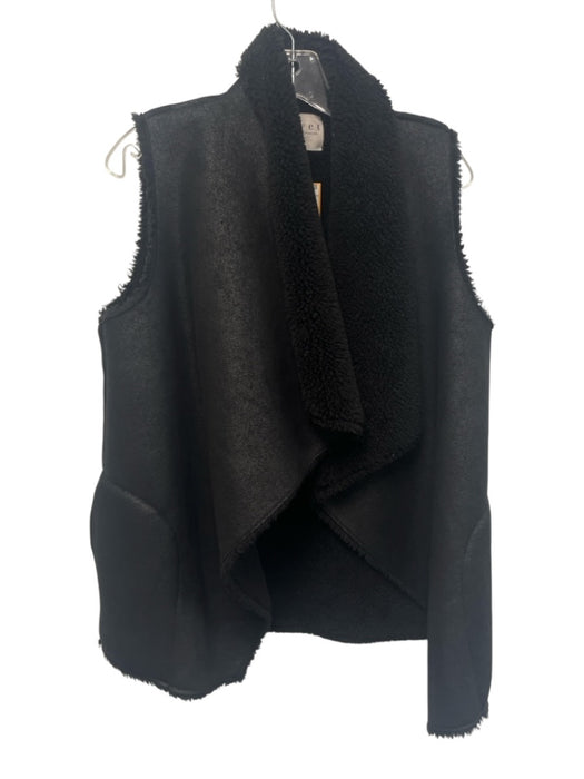 Velvet Size P Black Polyester Faux Fur Shawl Collar Vest Black / P