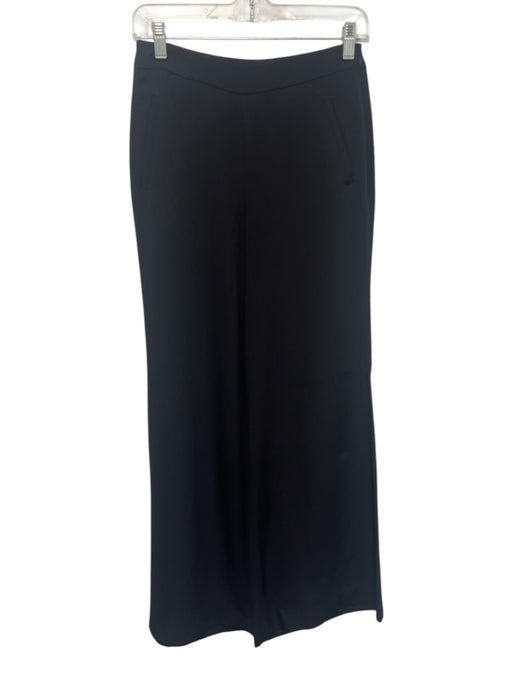 Ann Mashburn Size 4 Black Silk Mid Rise Side Zip Wide Leg Pants Black / 4