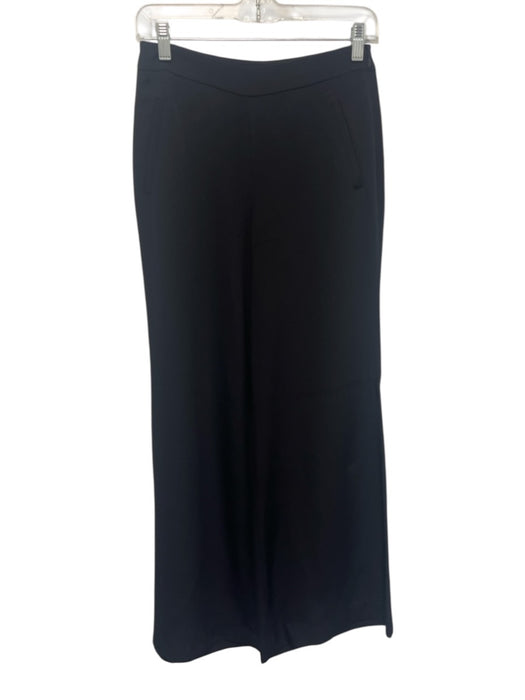 Ann Mashburn Size 4 Black Silk Mid Rise Side Zip Wide Leg Pants Black / 4