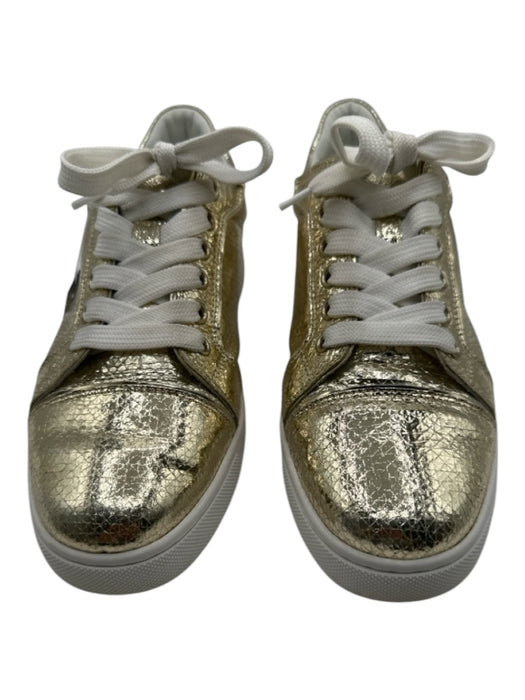 Christian Louboutin Shoe Size 36.5 Gold Leather round toe lace up Sneakers Gold / 36.5