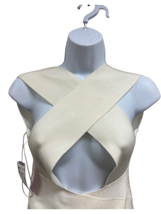 Balmain Size 38 Cream Viscose Blend Sleeveless bondage Snap Closure Bodysuit Cream / 38