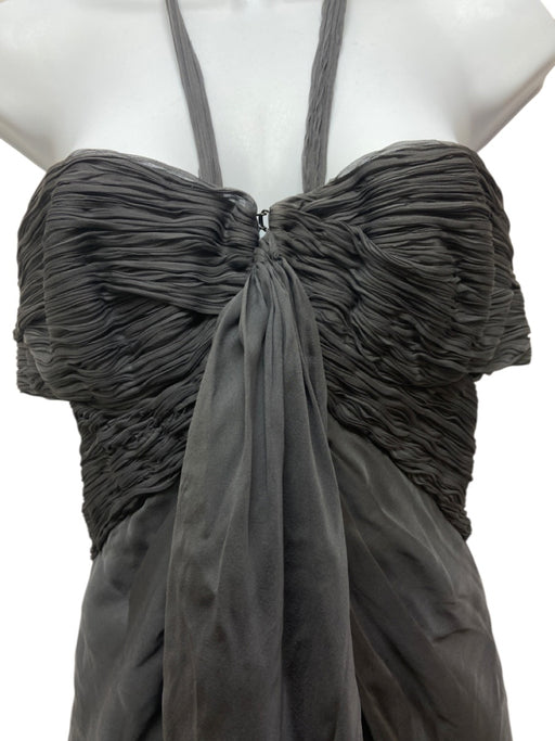 Versace Size 42/8 Dark Gray Silk Blend Halter Neck Gathered Cut Out Mini Dress Dark Gray / 42/8