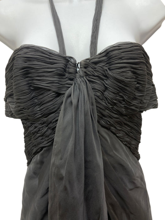Versace Size 42/8 Dark Gray Silk Blend Halter Neck Gathered Cut Out Mini Dress Dark Gray / 42/8