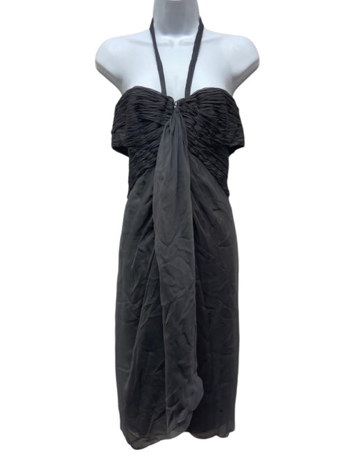 Versace Size 42/8 Dark Gray Silk Blend Halter Neck Gathered Cut Out Mini Dress Dark Gray / 42/8