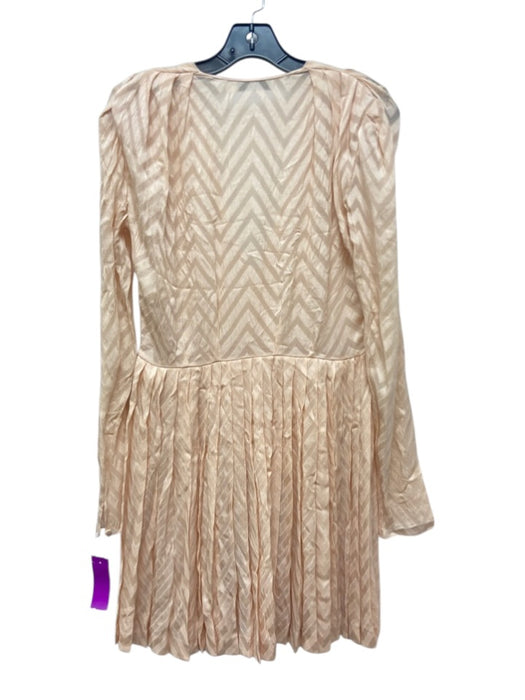 Christian Dior Size 4 Light Pink Silk Long Sleeve Chevron Pleated Surplice Dress Light Pink / 4