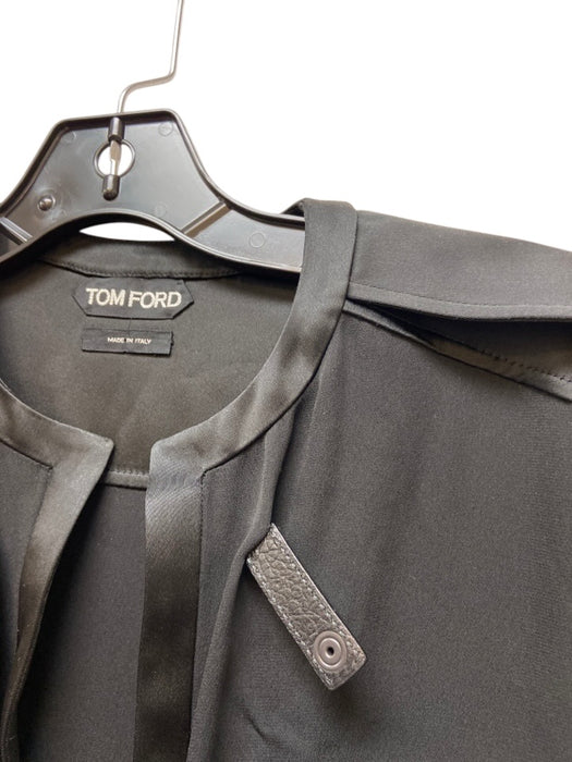 Tom Ford Size 38 Black Silk Leather trim Button Front Cut Out Pockets Jumpsuit Black / 38
