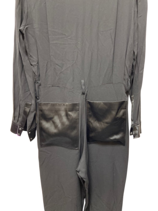 Tom Ford Size 38 Black Silk Leather trim Button Front Cut Out Pockets Jumpsuit Black / 38