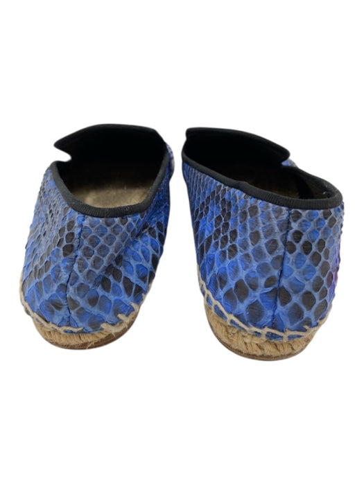 Celine Shoe Size 37 Blue & Black Python Raffia Leather Espadrille Blue & Black / 37