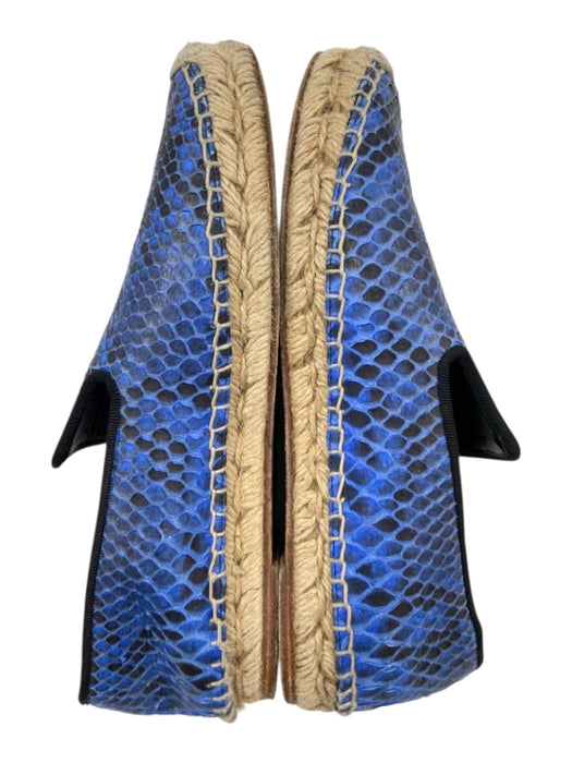 Celine Shoe Size 37 Blue & Black Python Raffia Leather Espadrille Blue & Black / 37