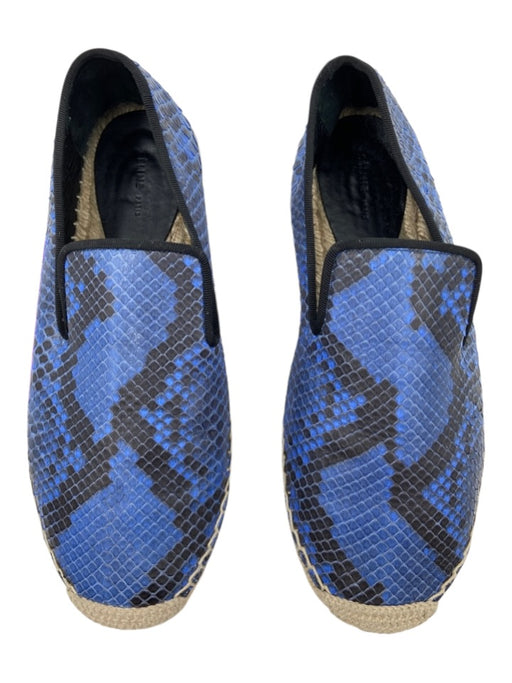 Celine Shoe Size 37 Blue & Black Python Raffia Leather Espadrille Blue & Black / 37