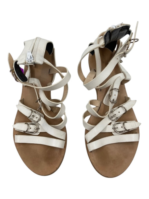 Balenciaga Shoe Size 38 white & tan Leather Silver Hardware Gladiator Sandals white & tan / 38