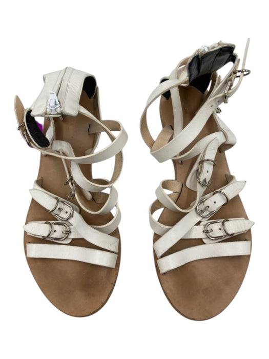 Balenciaga Shoe Size 38 white & tan Leather Silver Hardware Gladiator Sandals white & tan / 38