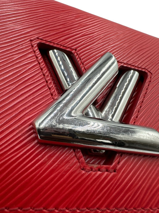 Louis Vuitton Red Leather Epi Leather Silver Hardware Flap Chain Bag Red / MM