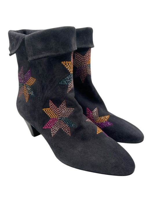 Isabel Marant Shoe Size 41 Gray Suede Star Detail Almond Toe Stack Heel Booties Gray / 41