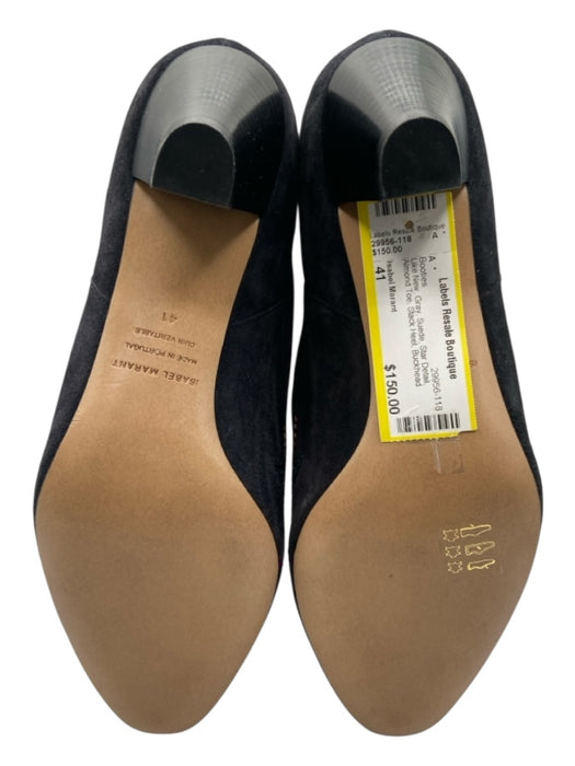 Isabel Marant Shoe Size 41 Gray Suede Star Detail Almond Toe Stack Heel Booties Gray / 41