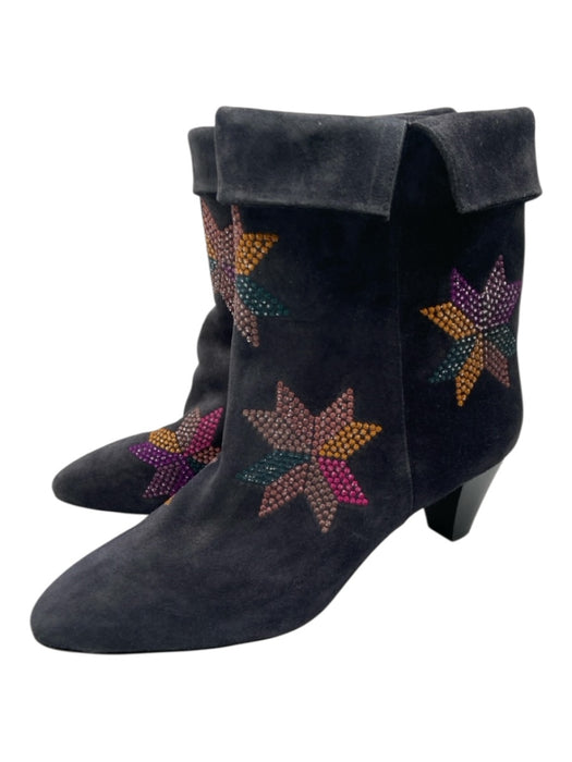 Isabel Marant Shoe Size 41 Gray Suede Star Detail Almond Toe Stack Heel Booties Gray / 41