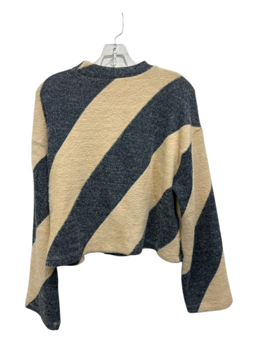 Maeve Size M Yellow & Navy Print Polyamide Funnel Neck Diagonal Stripe Sweater Yellow & Navy Print / M